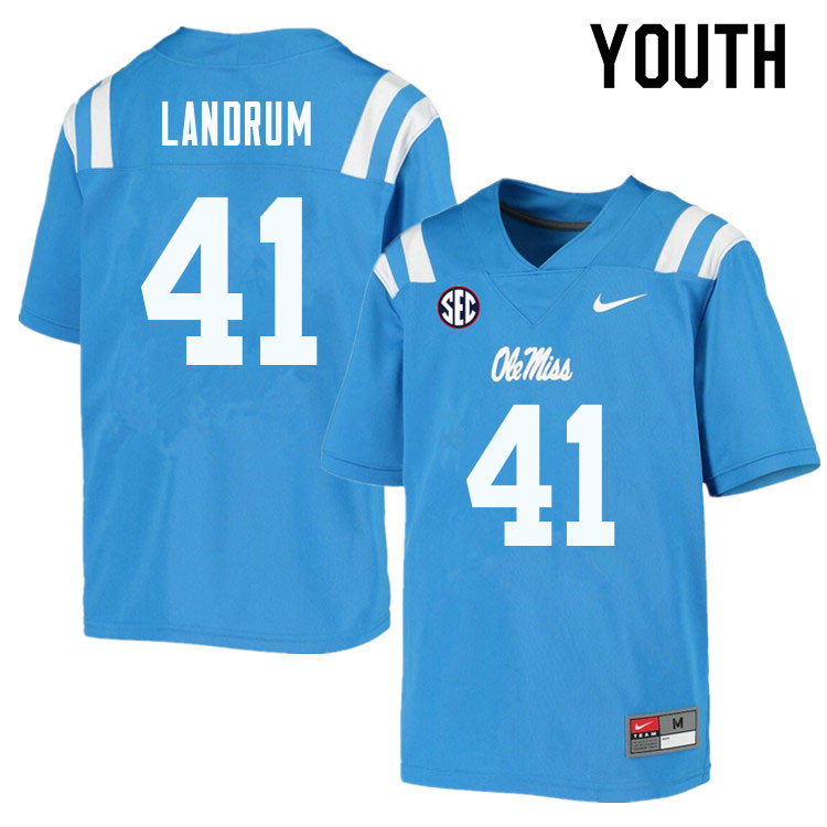 Solomon Landrum Ole Miss Rebels NCAA Youth Powder Blue #41 Stitched Limited College Football Jersey FWU3758EY